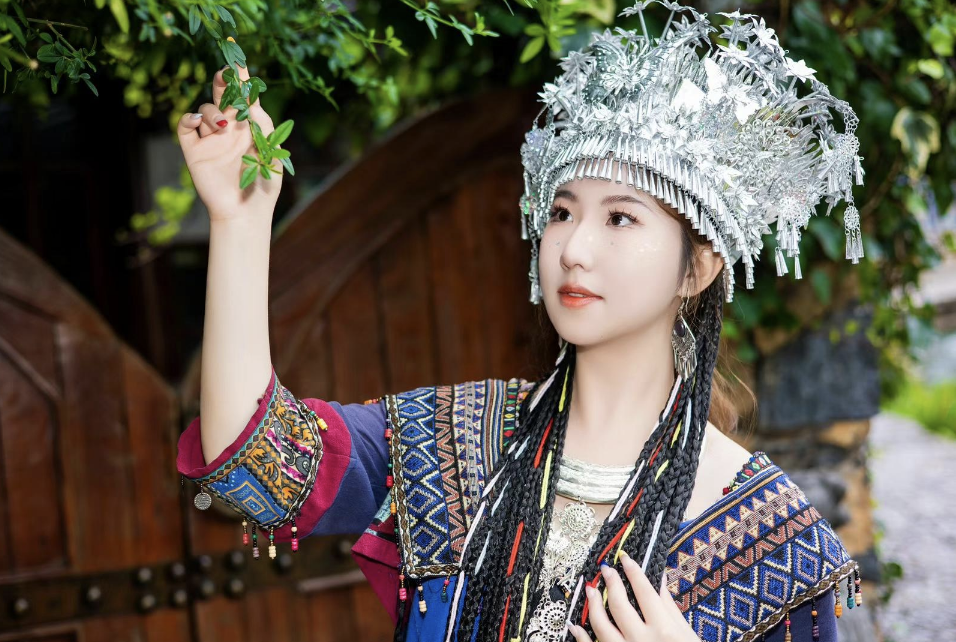 Amanda wearing traditional Miao dress